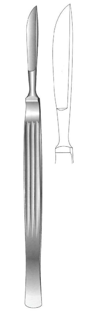 Cuchillo para disección, sólido con mango acanalado - longitud = 18 cm / 7&quot;