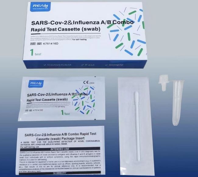 Test de Antígenos Rápido COVID-19 y Gripe A y B (Hisopo Nasal) de Realy Tech