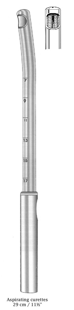 Aspirating Cureta - longitud = 29 cm / 11-1/2&quot;, Ancho = 8 mm, Aspirating Curetas