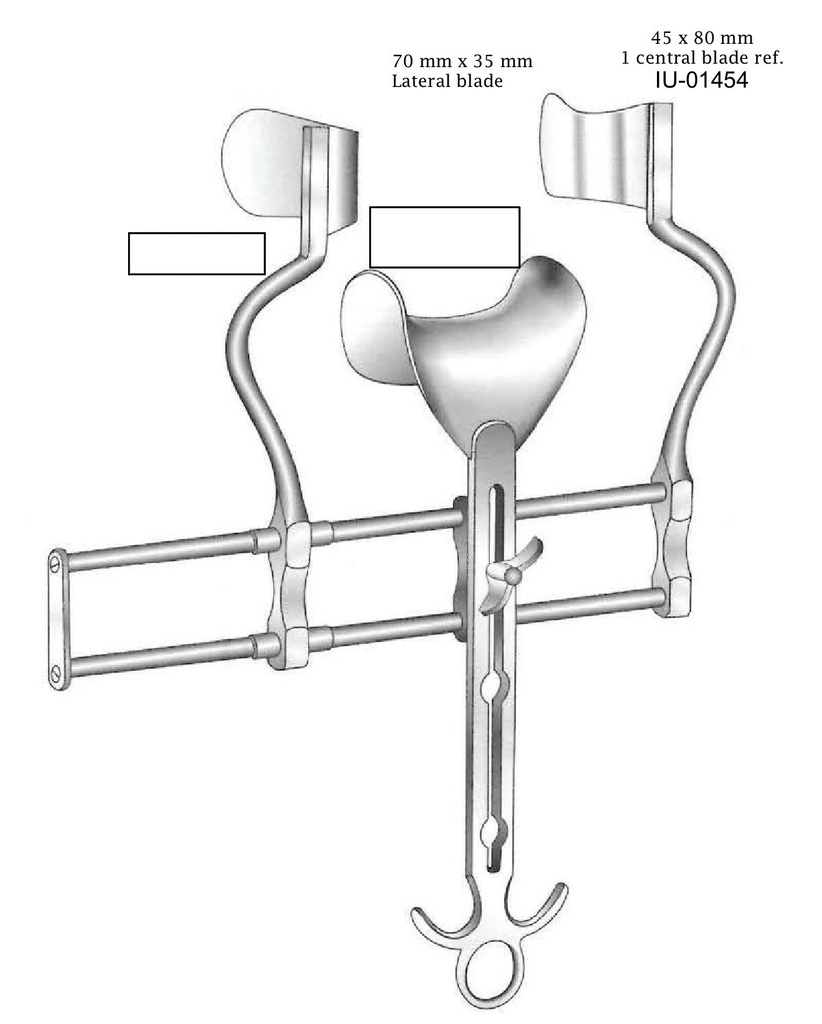 Retractor abdominal Balfour - valva central = 45 x 80 mm, valva lateral = 70 x 35 mm