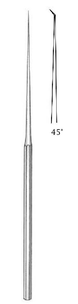 Micro gancho de oído Barbara - longitud = 16 cm / 6-1/4&quot;, punta = 1.5 mm, ángulo = 45°