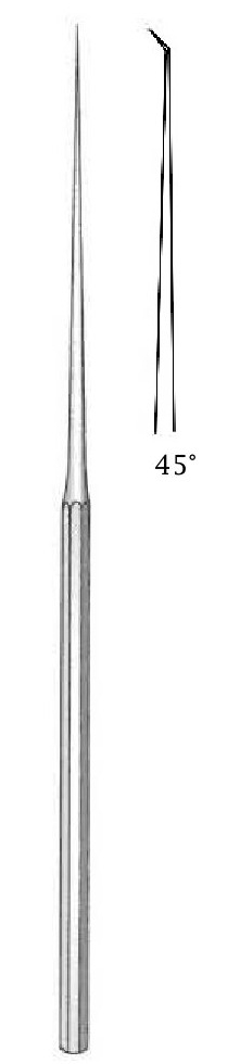Micro gancho de oído Barbara - longitud = 16 cm / 6-1/4&quot;, punta = 2.5 mm, ángulo = 45°