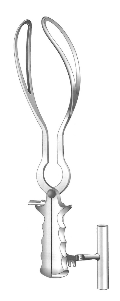 Barnes-Neville Obstetrical (Midwifery) Forcep - longitud = 43.5 cm / 17&quot;, Con Traction Hyle