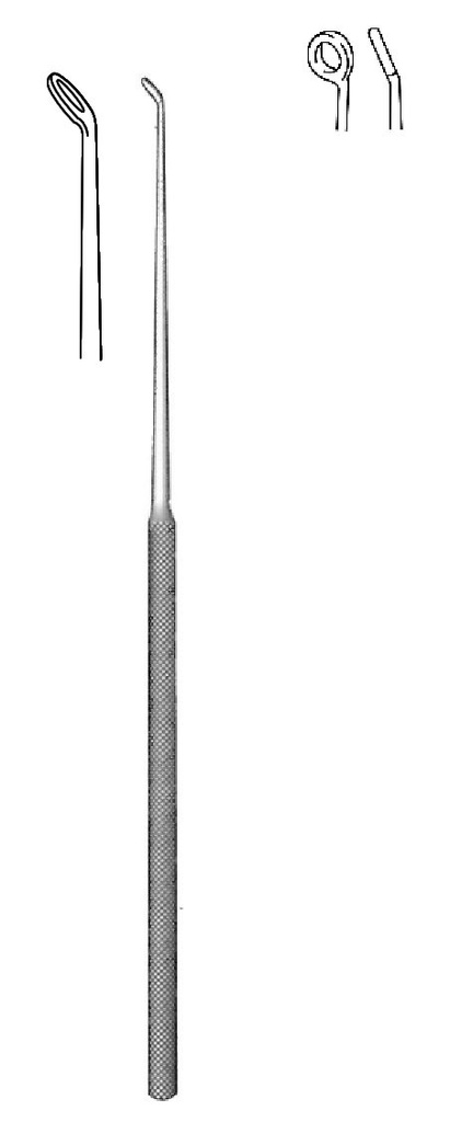 Buck Ear Curette, round handle, blunt, figure 3 - length = 16.5 cm / 6-1/2&quot;