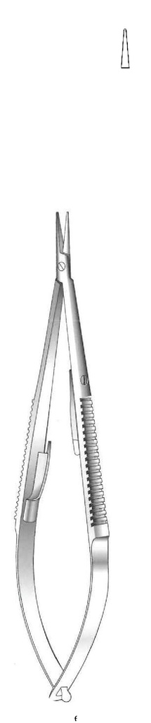 Porta agujas Castroviejo con bloqueo, punta lisa, recta - longitud = 13 cm / 5-1/4&quot;