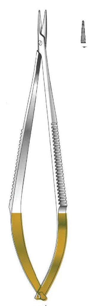 Porta agujas Castroviejo sin bloqueo, dentado, recta, TC Gold - longitud = 13.5 cm / 5-1/2&quot;