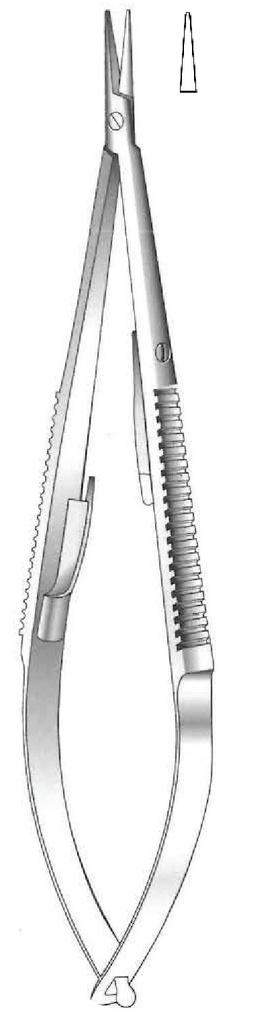 Porta agujas Castroviejo con bloqueo, punta lisa, recta - longitud = 23 cm / 9&quot;