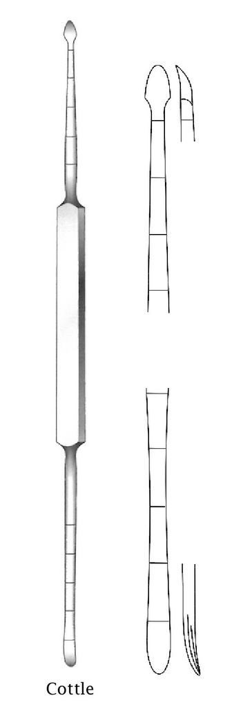 Elevador para periostio Cottle, punta = 4.5 / 4.5 mm - longitud = 22 cm / 8-3/4&quot;