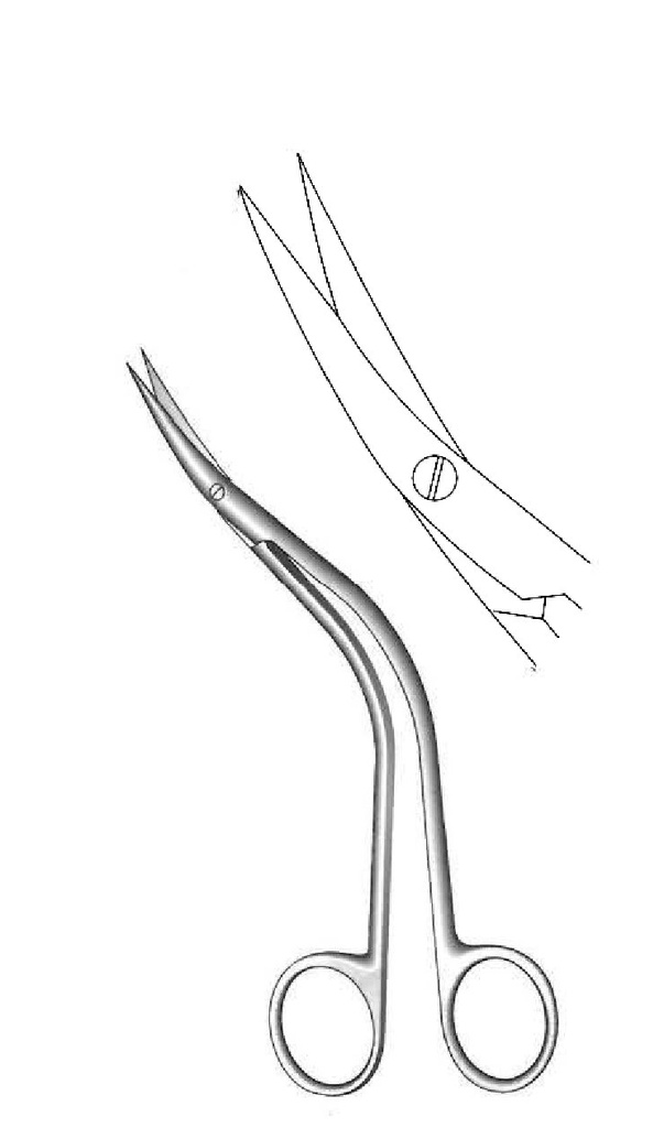 Tijera torácica y vascular De Bakey, curva - longitud = 15.5 cm / 6&quot;