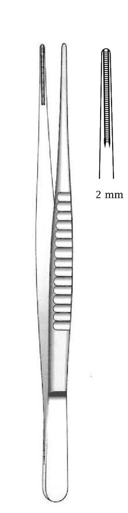 Pinza para disección atraumática vascular De Bakey, ancho = 2 mm - longitud = 16 cm / 6-1/4&quot;
