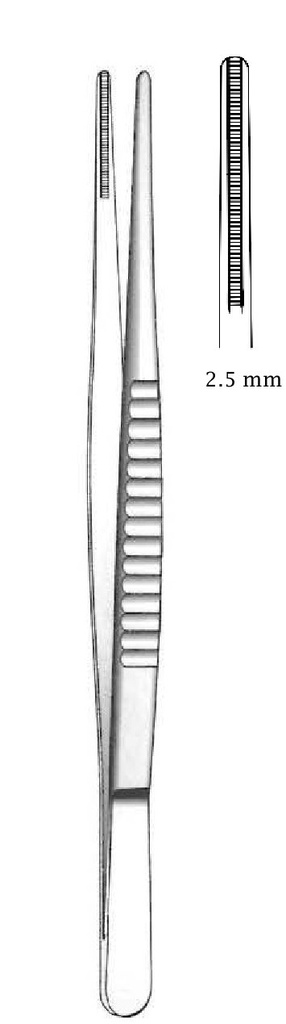 Pinza para disección atraumatica vascular De Bakey, ancho = 2.5 mm - longitud = 16 cm / 6-1/4&quot;