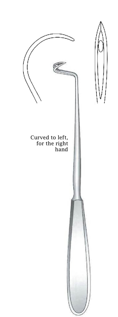Aguja para ligadura Deschamps, afilada, curvada a la izquierda - longitud = 21 cm / 8-1/4&quot;