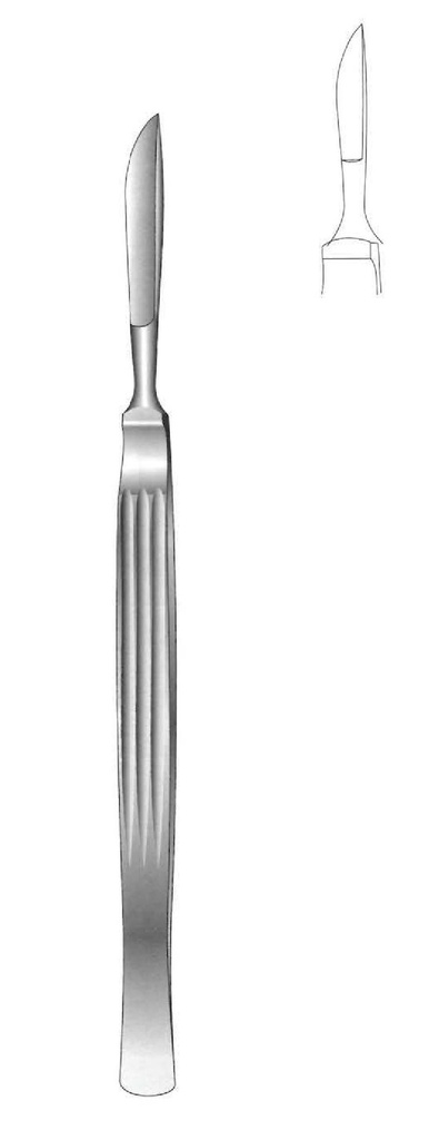 Cuchillo para disección, sólido con mango acanalado, figura 1 - longitud = 14 cm / 5-1/2&quot;