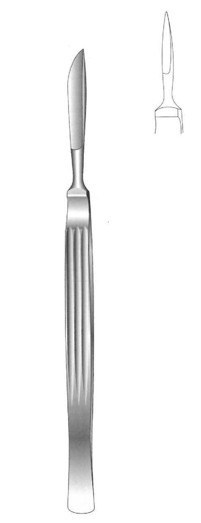 Cuchillo para disección, sólido con mango acanalado, figura 2 - longitud = 14 cm / 5-1/2&quot;