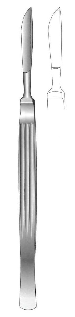 Cuchillo para disección, sólido con mango acanalado, figura 1 - longitud = 15 cm / 6&quot;