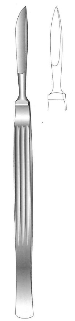 Cuchillo para disección, sólido con mango acanalado, figura 2 - longitud = 15 cm / 6&quot;