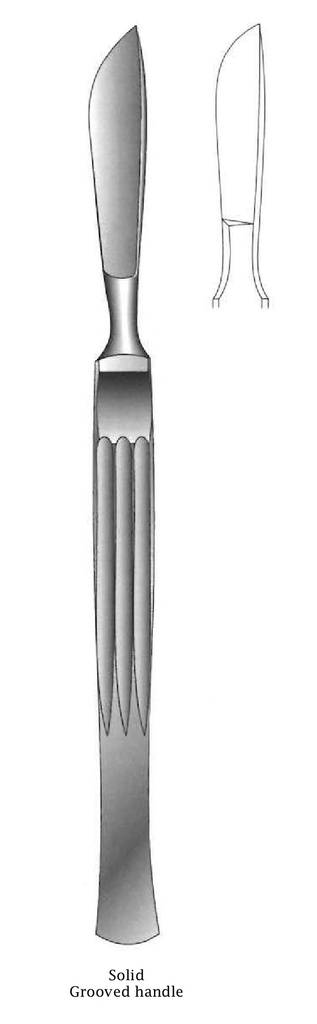 Cuchillo para disección, sólido con mango acanalado, figura 1 - longitud = 15 cm / 6&quot;