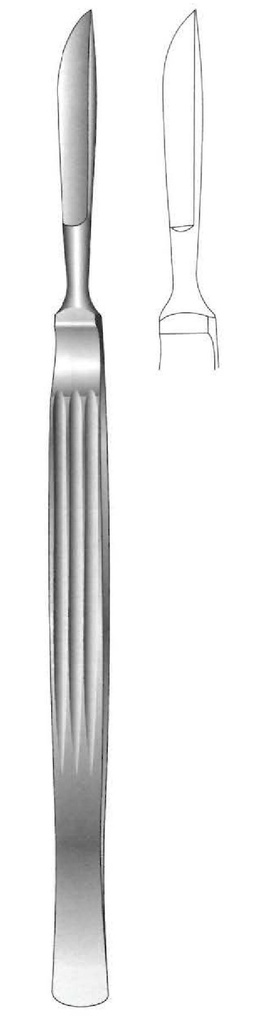 Cuchillo para disección, sólido con mango acanalado, figura 1 - longitud = 15.5 cm / 6&quot;