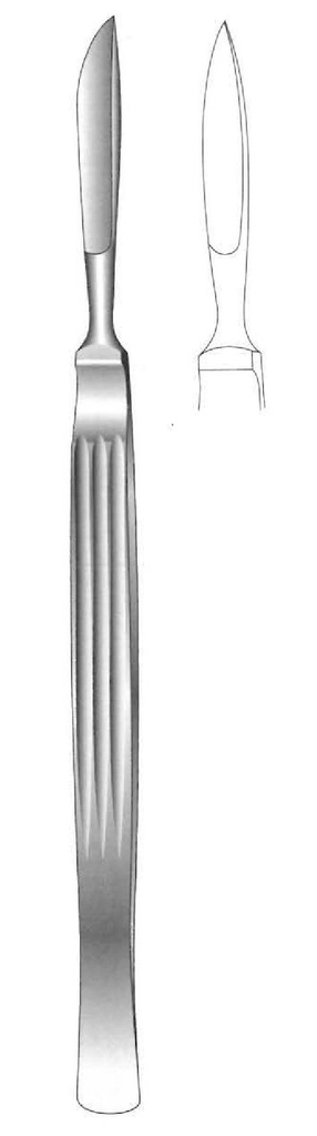 Cuchillo para disección, sólido con mango acanalado, figura 2 - longitud = 15.5 cm / 6&quot;
