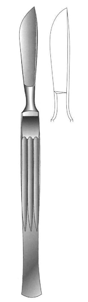 Cuchillo para disección, sólido con mango acanalado, figura 3 - longitud = 15.5 cm / 6&quot;