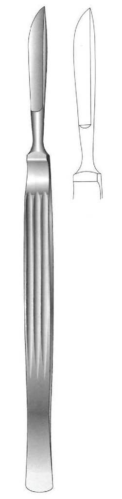 Cuchillo para disección, sólido con mango acanalado, figura 1 - longitud = 16 cm / 6-1/4&quot;