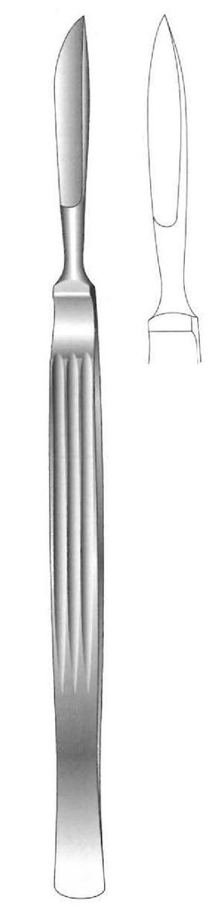 Cuchillo para disección, sólido con mango acanalado, figura 2 - longitud = 16 cm / 6-1/4&quot;