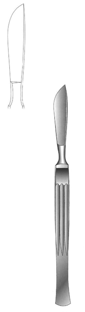 Cuchillo para disección, sólido con mango acanalado, figura 5 - longitud = 16 cm / 6-1/4&quot;