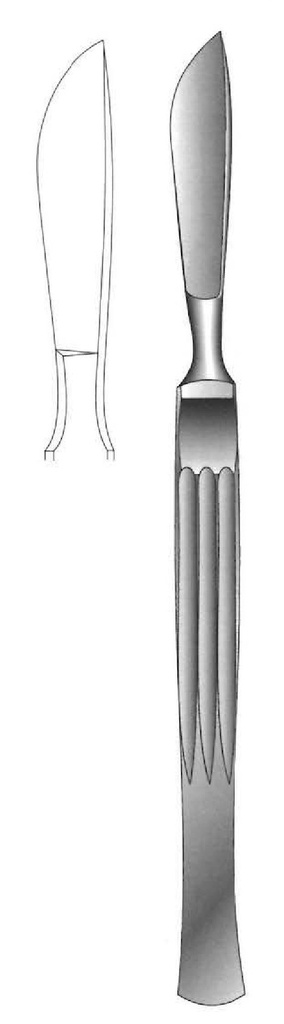 Cuchillo para disección, sólido con mango acanalado, figura 4 - longitud = 16 cm / 6-1/4&quot;