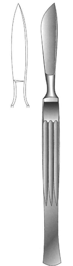 Cuchillo para disección, sólido con mango acanalado, figura 8 - longitud = 16 cm / 6-1/4&quot;