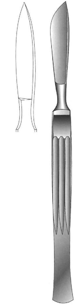 Cuchillo para disección, sólido con mango acanalado, figura 9 - longitud = 16 cm / 6-1/4&quot;