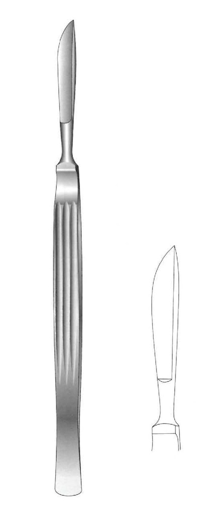 Cuchillo para disección, sólido con mango acanalado, figura 1 - longitud = 16.5 cm / 6-1/2&quot;