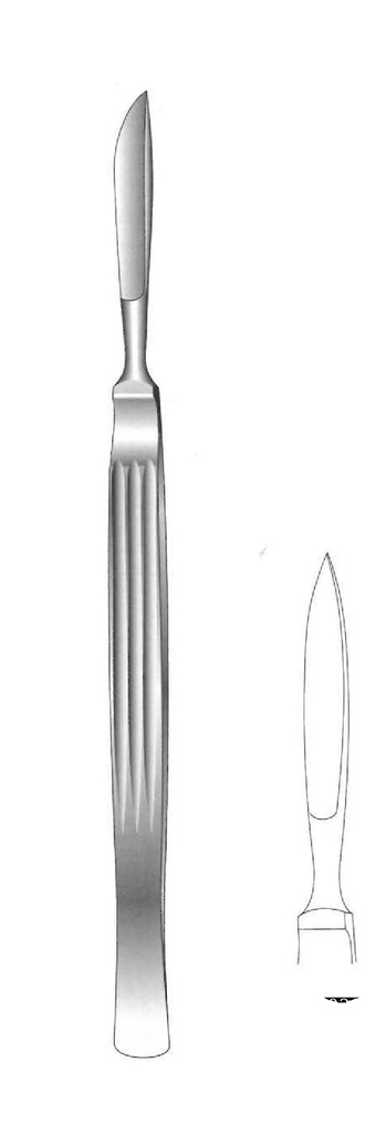 Cuchillo para disección, sólido con mango acanalado, figura 2 - longitud = 16.5 cm / 6-1/2&quot;