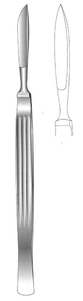 Cuchillo para disección, sólido con mango acanalado, figura 2 - longitud = 17 cm / 6-3/4&quot;