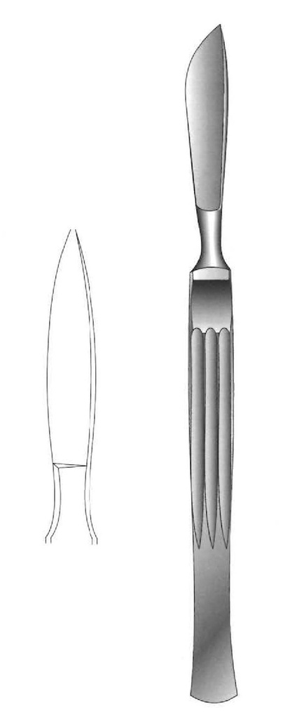 Cuchillo para disección, sólido con mango acanalado, figura 10 - longitud = 17 cm / 6-3/4&quot;