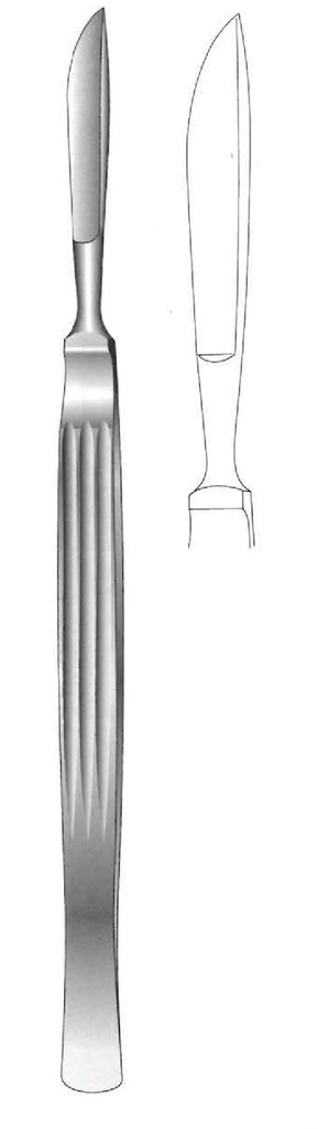 Cuchillo para disección, sólido con mango acanalado, figura 1 - longitud = 17.5 cm / 7&quot;