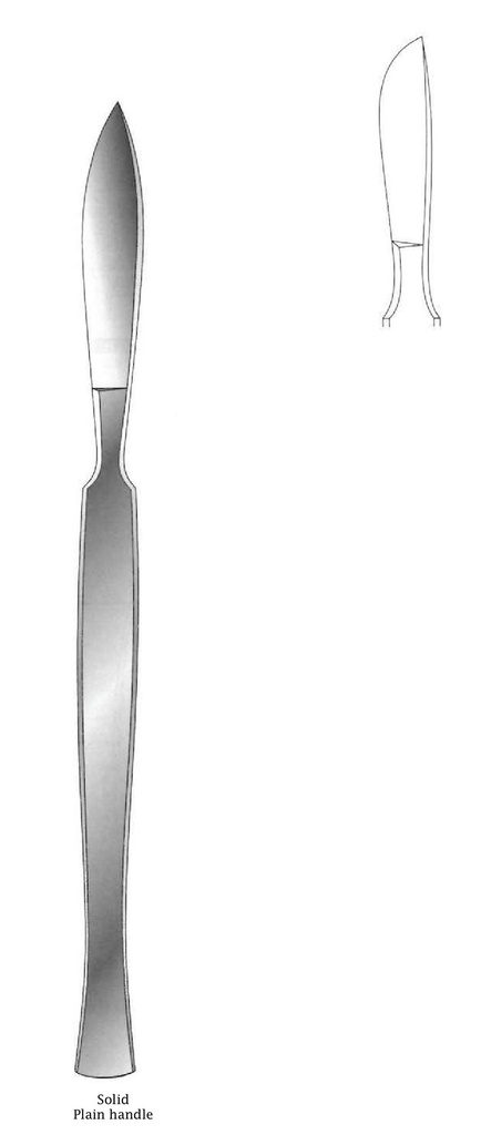 Cuchillo para disección, sólido con mango liso, figura 2 - longitud = 15 cm / 6&quot;