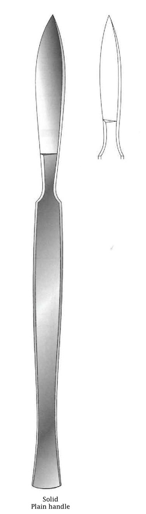 Cuchillo para disección, sólido con mango liso, figura 7 - longitud = 15 cm / 6&quot;