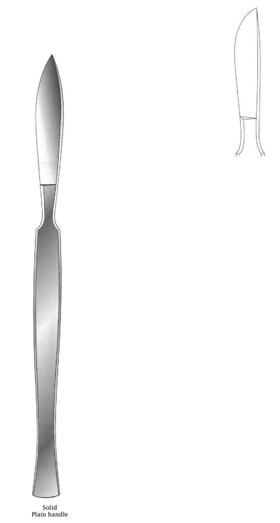 Cuchillo para disección, sólido con mango liso, figura 3 - longitud = 15.5 cm / 6&quot;