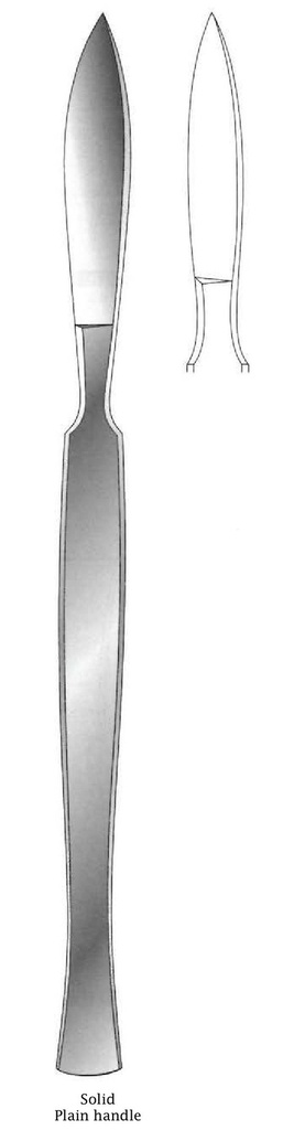 Cuchillo para disección, sólido con mango liso, figura 8 - longitud = 16 cm / 6-1/4&quot;