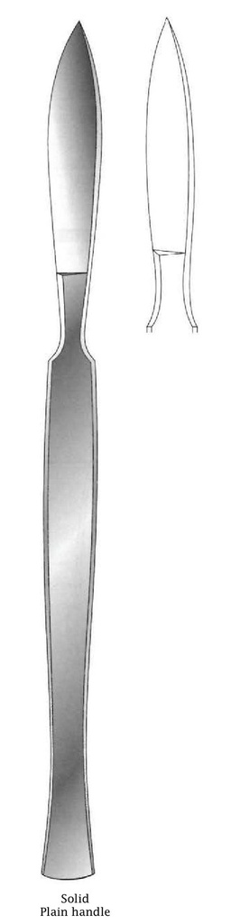 Cuchillo para disección, sólido con mango liso, figura 9 - longitud = 16 cm / 6-1/4&quot;