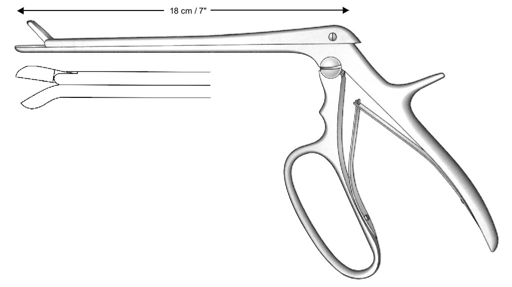 Pinza para laminectomía Ferris-Smith-Cushing, curvado hacia abajo, tamaño = 2 x 10 mm