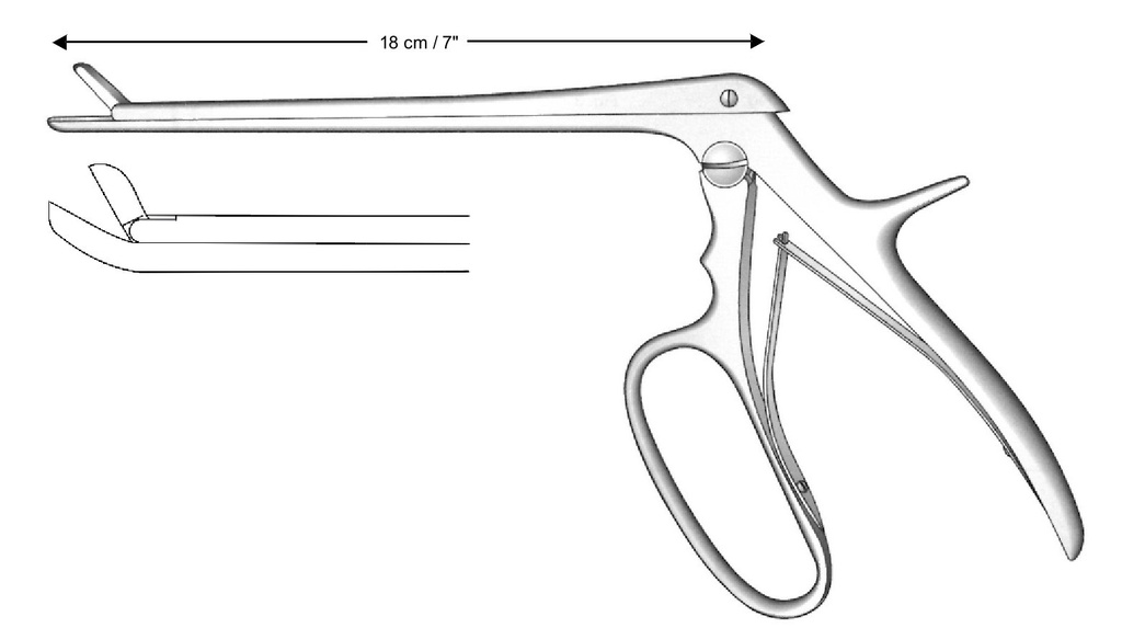 Pinza para laminectomía Ferris-Smith-Cushing, curvado hacia arriba, tamaño = 4 x 10 mm