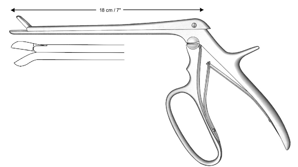 Pinza para laminectomía Ferris-Smith-Cushing, curvado hacia abajo, tamaño = 4 x 10 mm