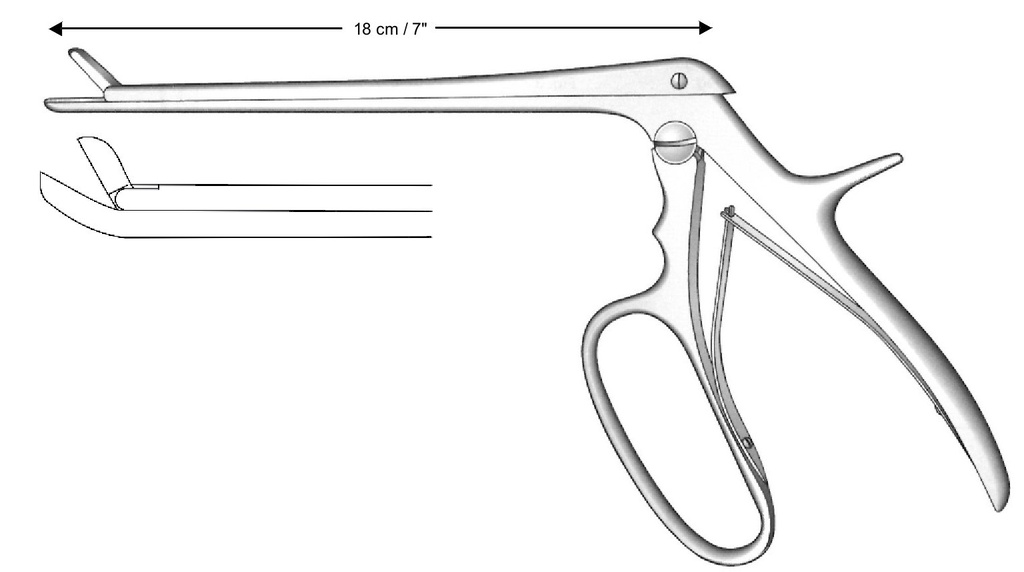 Pinza para laminectomía Ferris-Smith-Cushing, curvado hacia arriba, tamaño = 6 x 10 mm