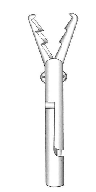 Pinza para pólipo laríngeo de Kahler, punta = 4 mm - longitud = 40 cm / 16&quot;