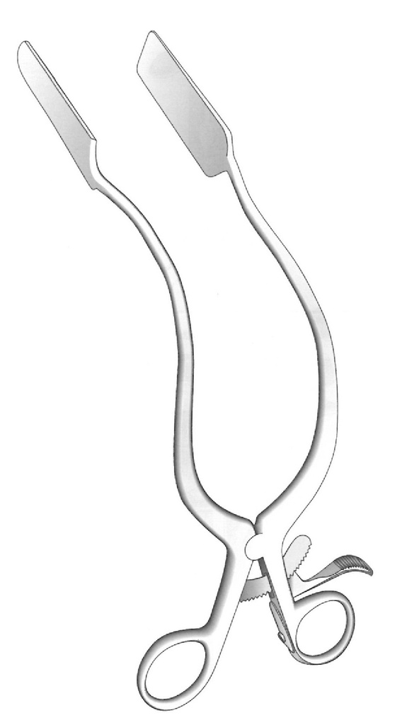 Separador vaginal lateral con mango de trinquete - valva = 100 x 22 mm