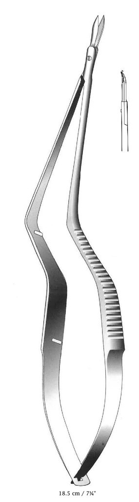 Micro tijera, curva, forma de S - longitud = 18.5 cm / 7-1/4&quot;
