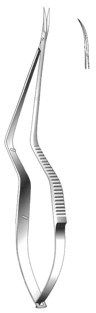 Micro tijera, curva a la izquierda, forma de S - longitud = 18.5 cm / 7-1/4&quot;