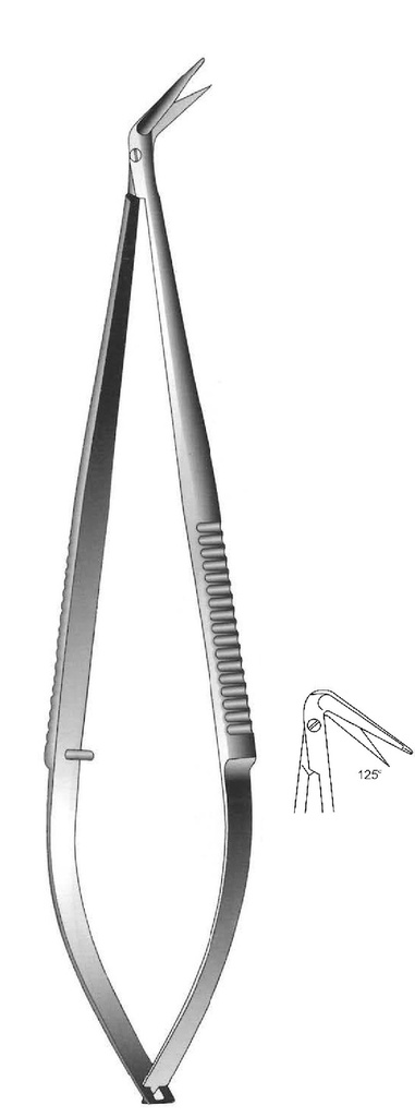 Micro tijera vascular con punta de sonda, ángulo de 125°