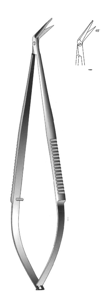 Micro tijera vascular con punta de sonda, ángulo de 45°